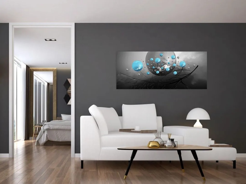 Tabloul - bile abstracte albastru deschis (120x50 cm)