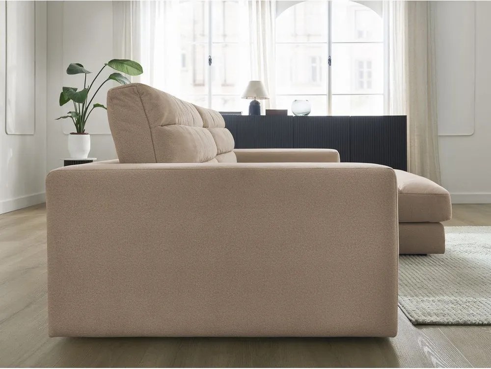 Colțar taupe cu tapițerie din catifea (cu colț pe partea dreaptă/cu șezlong) Sierra – Bobochic Paris