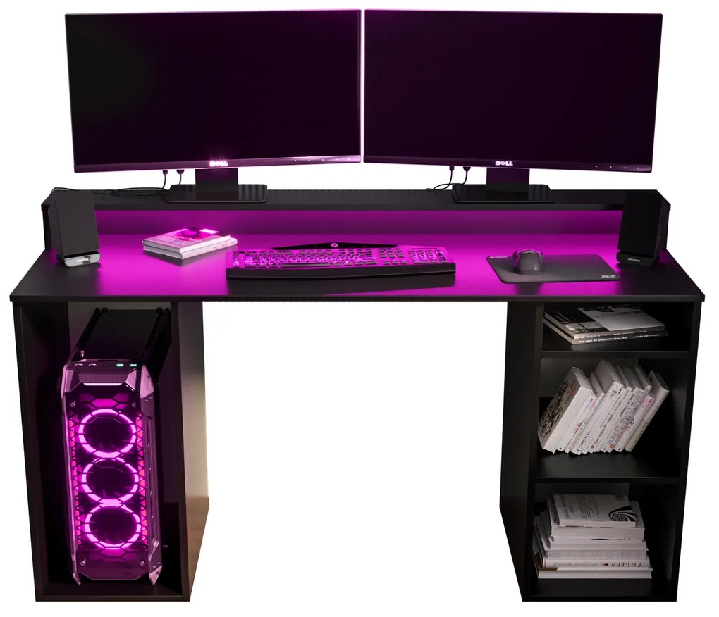 Masă PC pentru gaming Garrick 1 (negru) (cu iluminat LED RGB). 1064134