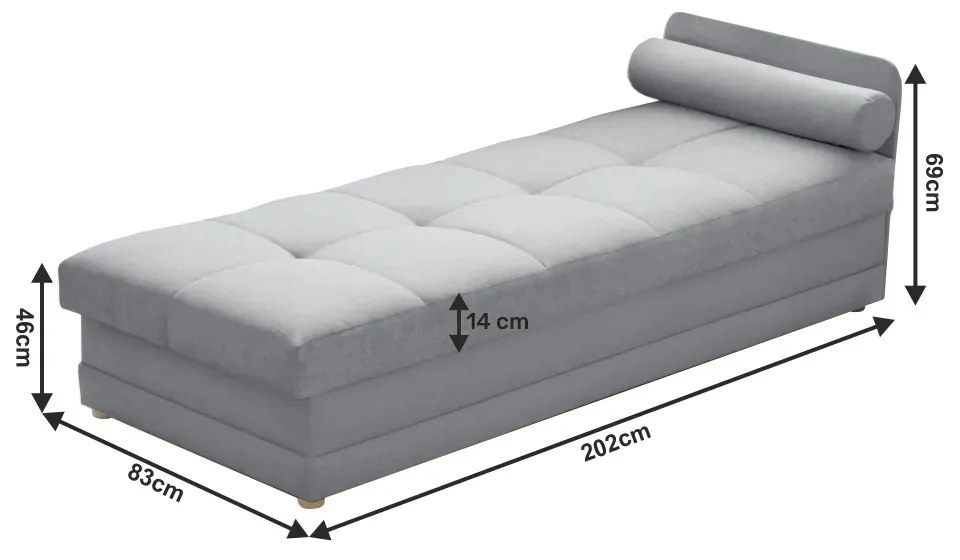 Zondo Pat de o persoană (canapea) 80 cm Rinok (gri) (și sp. depozitare). 1017288