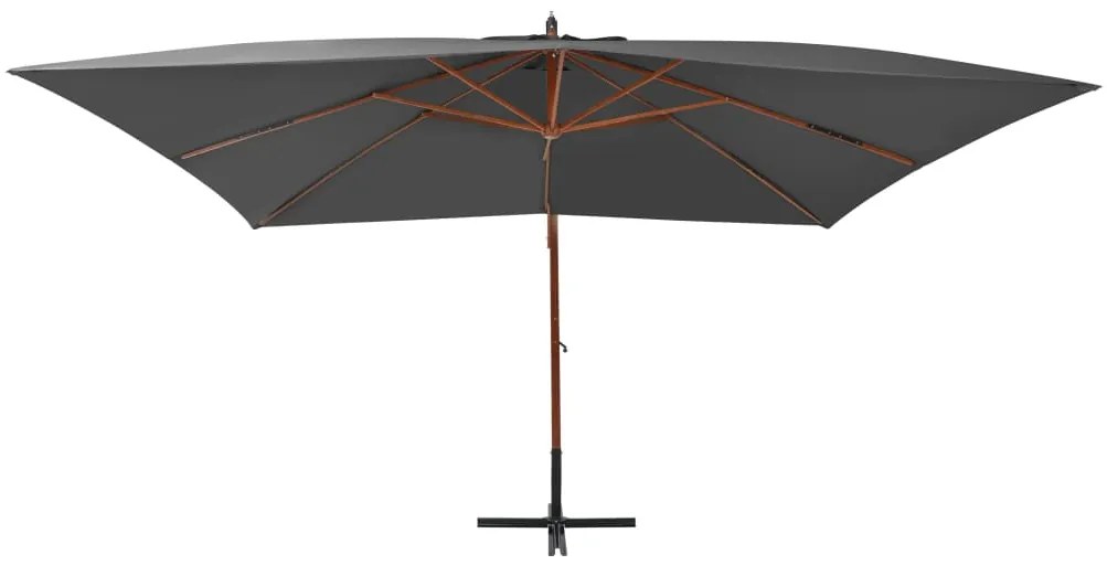 44491 vidaXL Umbrelă suspendată cu stâlp din lemn, antracit, 400 x 300 cm