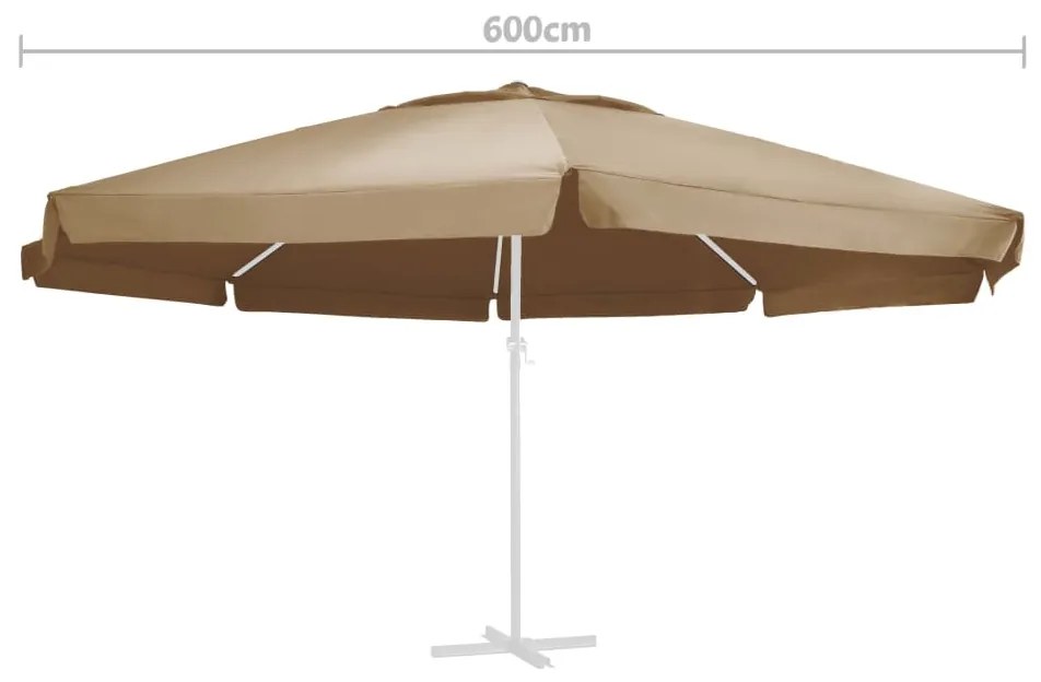 Panza de schimb umbrela de soare de gradina gri taupe 600 cm Gri taupe, 600 cm