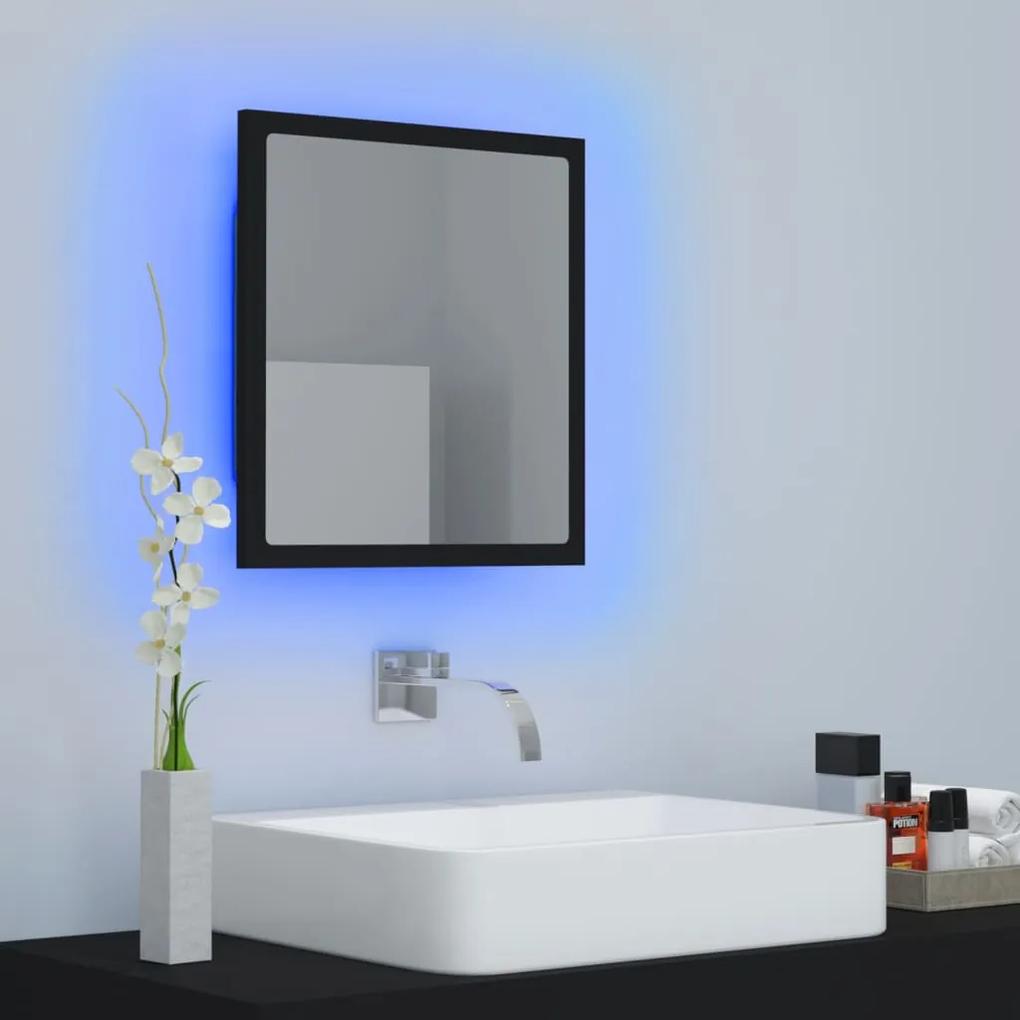 Oglinda de baie cu LED, negru, 40x8,5x37 cm, lemn prelucrat Negru