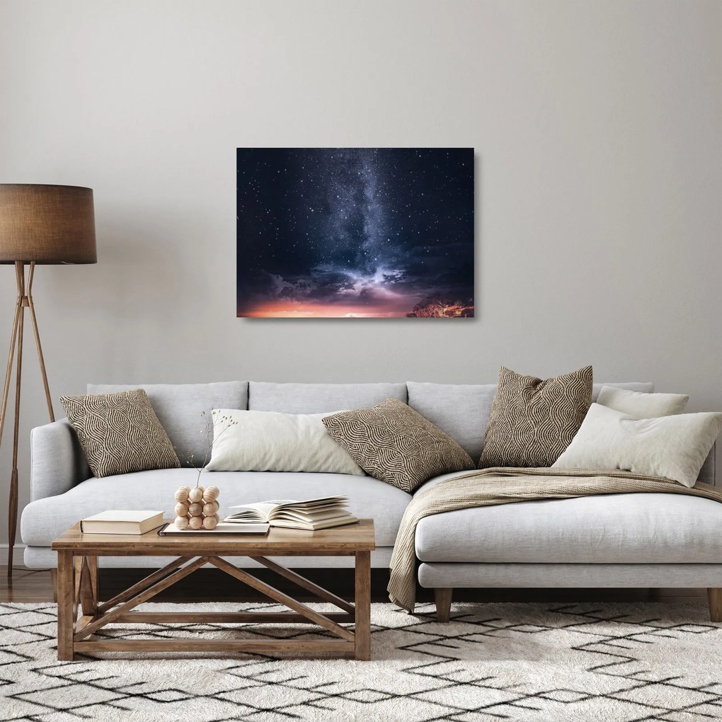 Tablou pe sticlă cu cerul înstelat (70x50 cm)