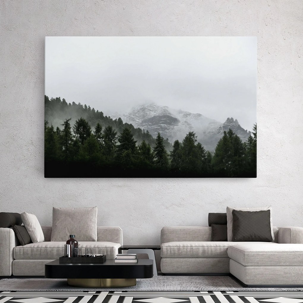 Tablou Canvas, 90x140cm, Dormitor si Living, Peisaje, Paduri, Foggy Mountain Forest