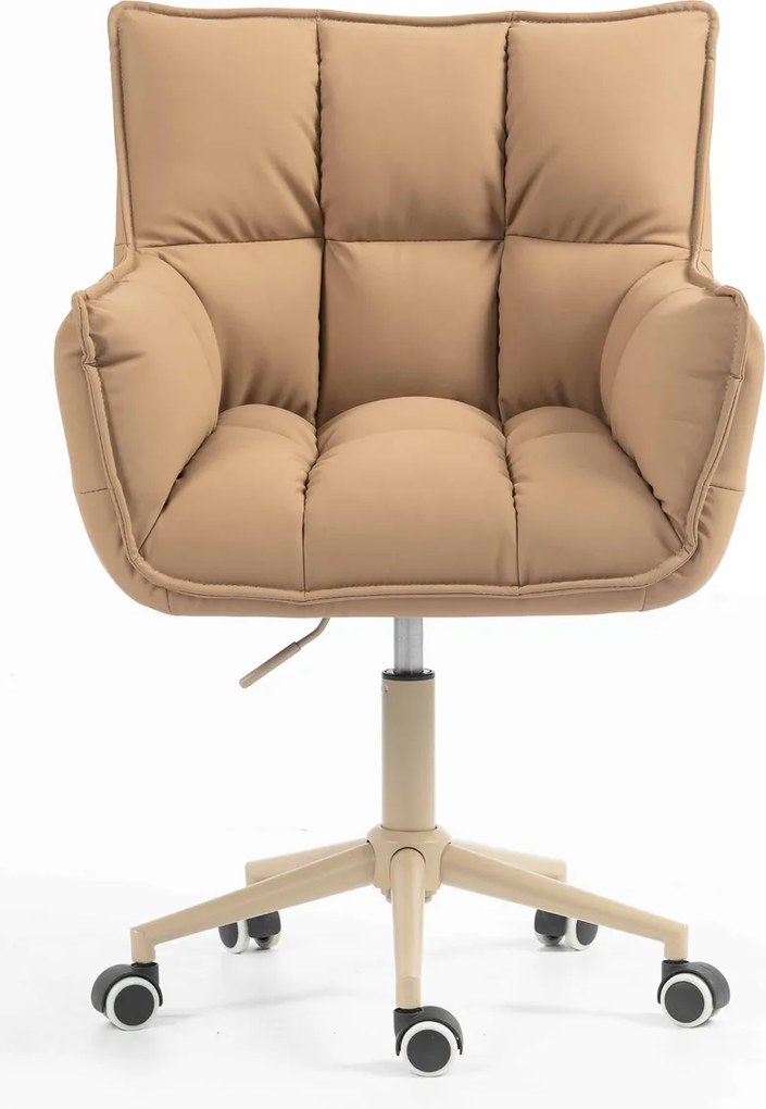 HR560K Scaun Caramel Piele Ecologica Premium Soft cu Bază Crem