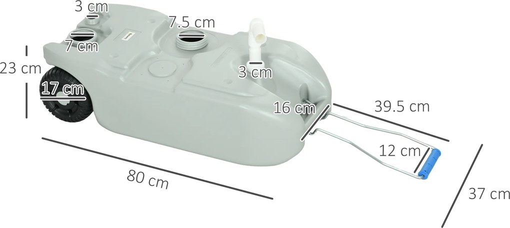 Rezervor Outsunny 40L Camping Robinet Roți | Aosom Romania