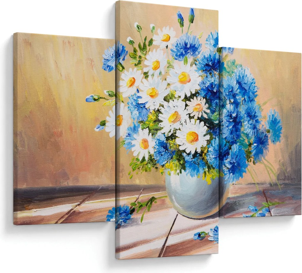 Tablou pictat cu vaza și flori (90x60 cm)