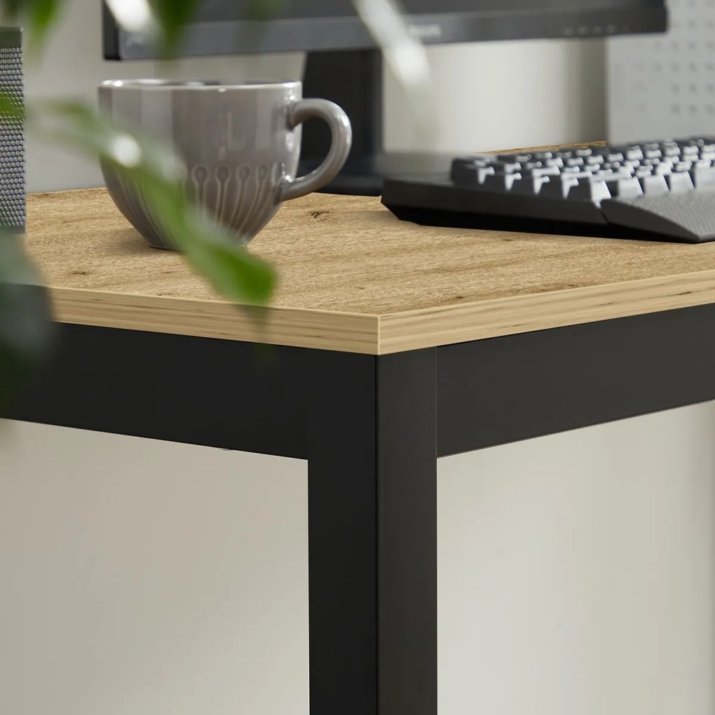 Masa de dining neagra cu blat in decor stejar artisan TESSA 120x60 cm