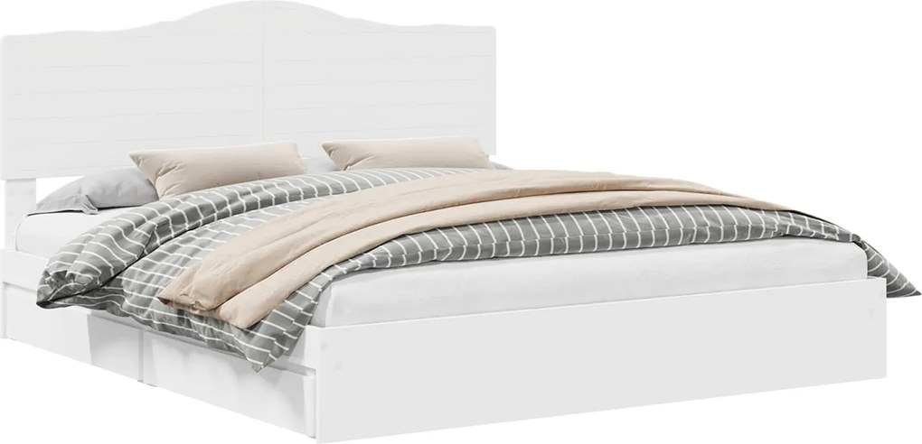 vidaXL Pat cu storage cu headboard Alb 200 x 200 cm Lemn compozit