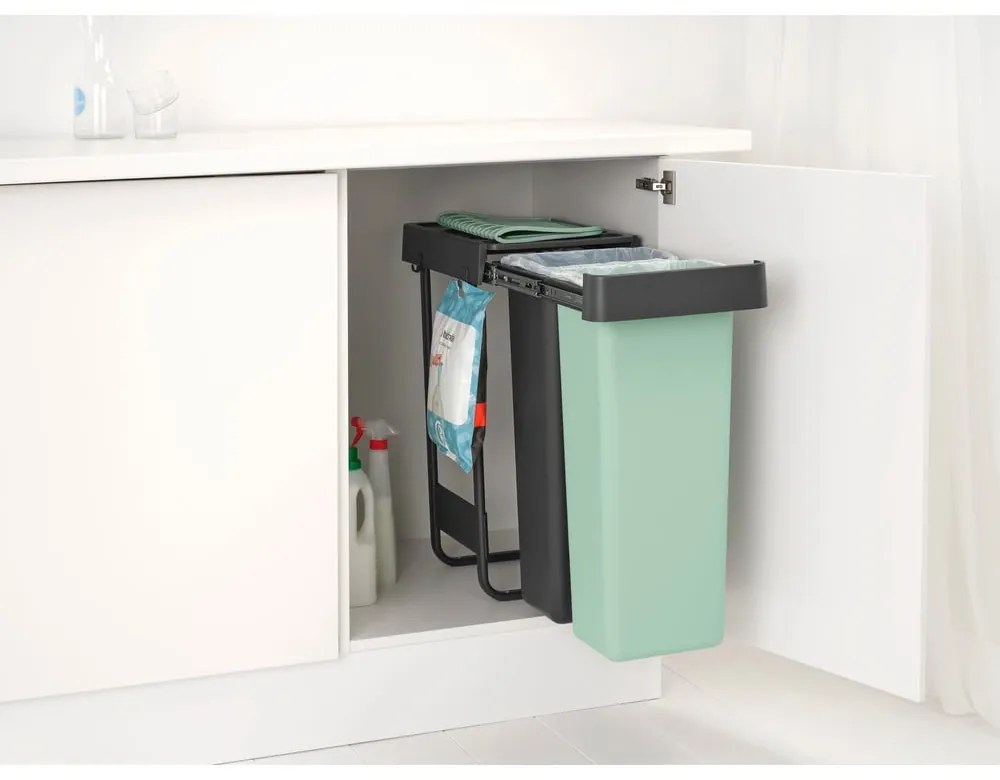 Coș de gunoi verde mentă/gri închis de reciclat/ încorporat din plastic 60 l Sort&amp;Go – Brabantia
