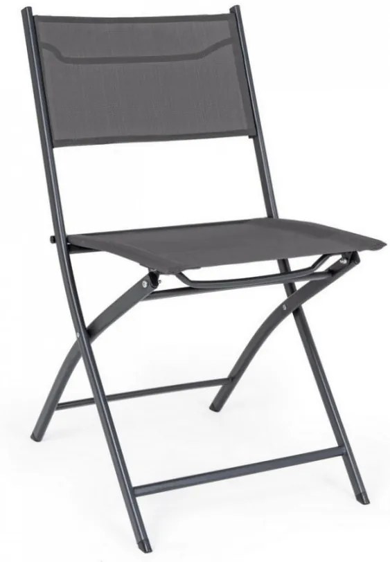 Scaun pliabil pentru gradina gri carbune din metal si textilena, Martinez Bizzotto