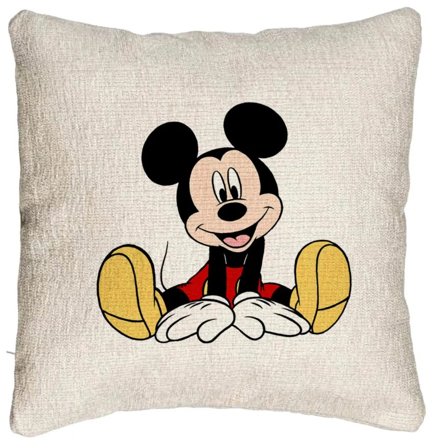 Perna Decorativa Canapea, Model copii Mickey Mouse, 40x40 cm, Cu fermoar