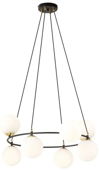 Lustră pe cablu AZURA 8xE14/10W/230V negru/alb