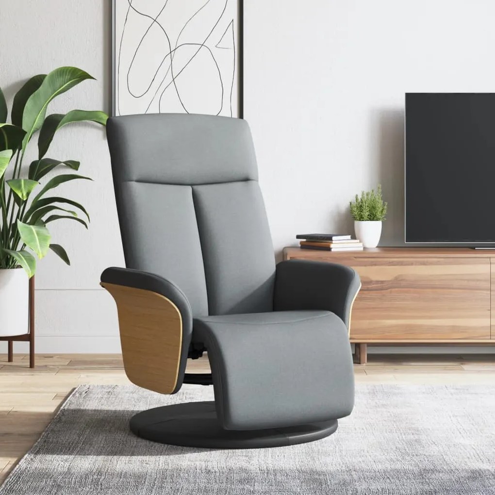 vidaXL Fotoliu rabatabil cu suport de picioare, gri deschis, textil