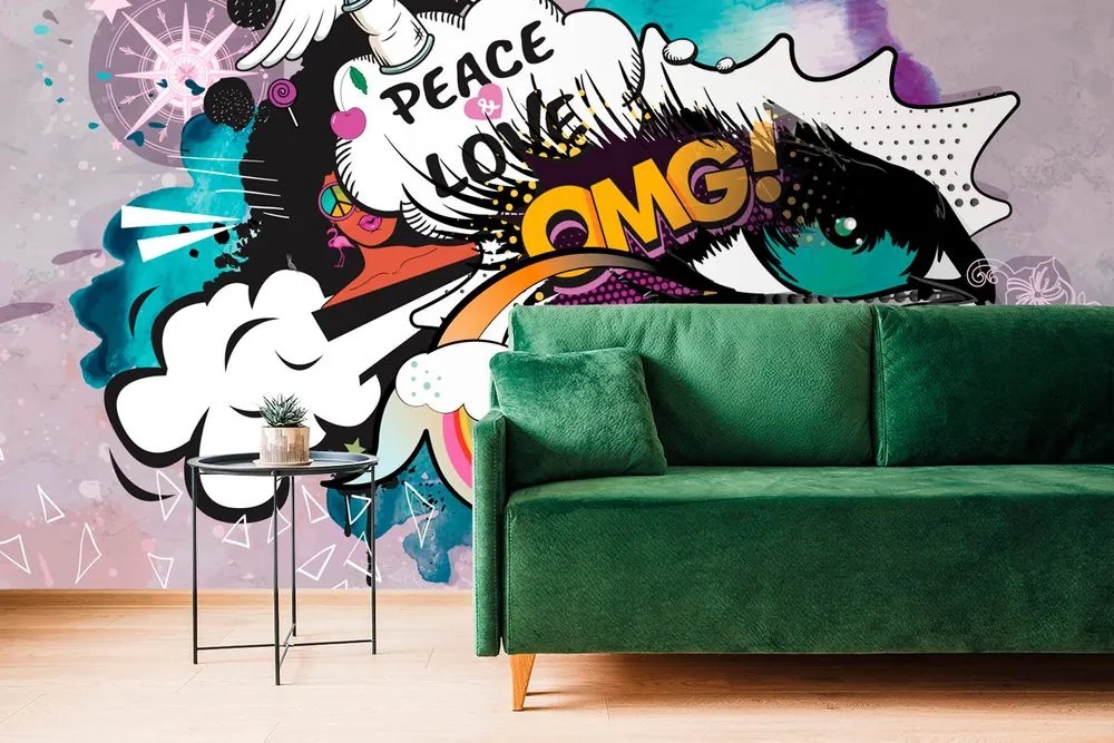 Tapet ochiul graffitti verde
