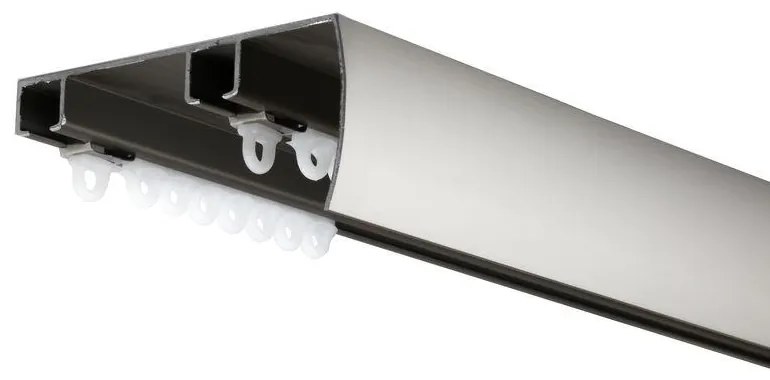 Sina perdea tavan aluminiu dubla,  gri satinat , cu toate accesoriile incluse, draperie - 150 cm