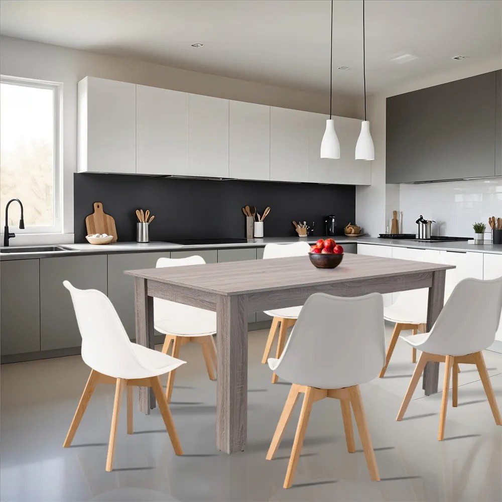 Set de masă Lola 6+1 alb-stejar York