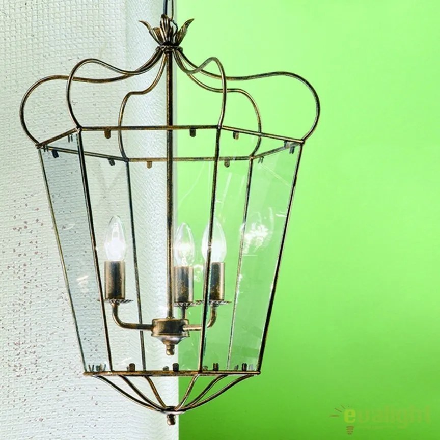 Lustra / Pendul design rustic Manto Latern HL 6-1532/3 Antik-gold OR
