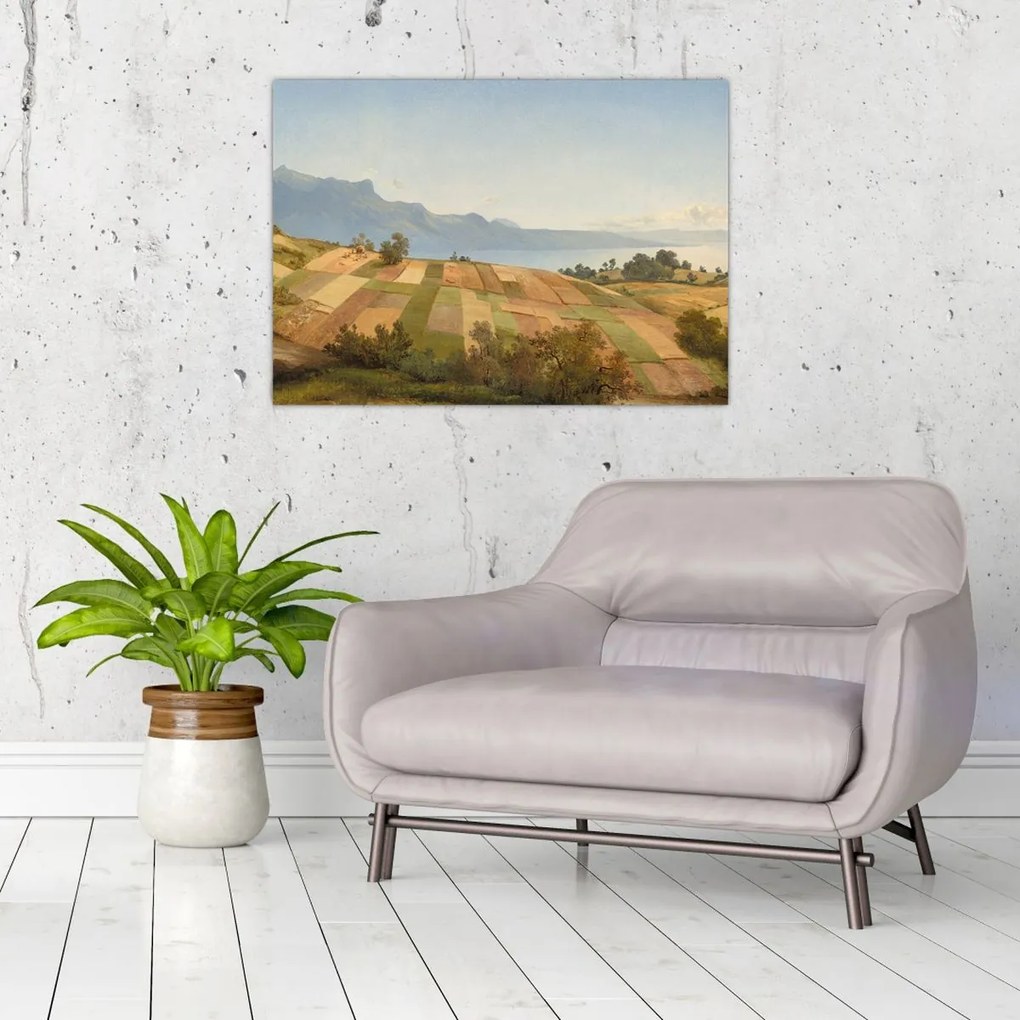 Tablou pe sticlă - Alexandre Calame, Swiss Landscape, reproducere (70x50 cm)