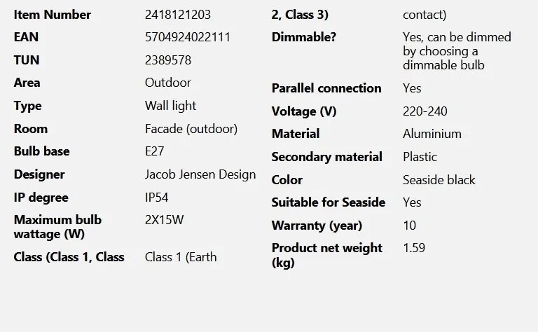 Aplica de perete exterior design nordic IP54 Aludra negru