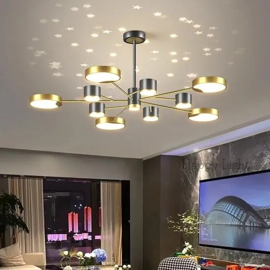 Lustra LED, Elit's, Lenora 11 Negru-Gold, 144w