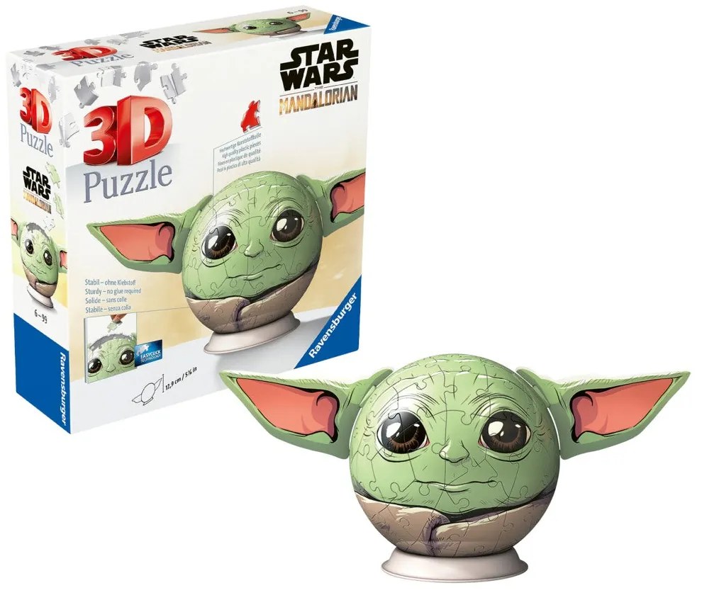 PUZZLE 3D STAR WARS THE MANDALORIAN FIGURINA GROGU CU URECHI 72 PIESE - RAVENSBURGER (RVS3D11556)