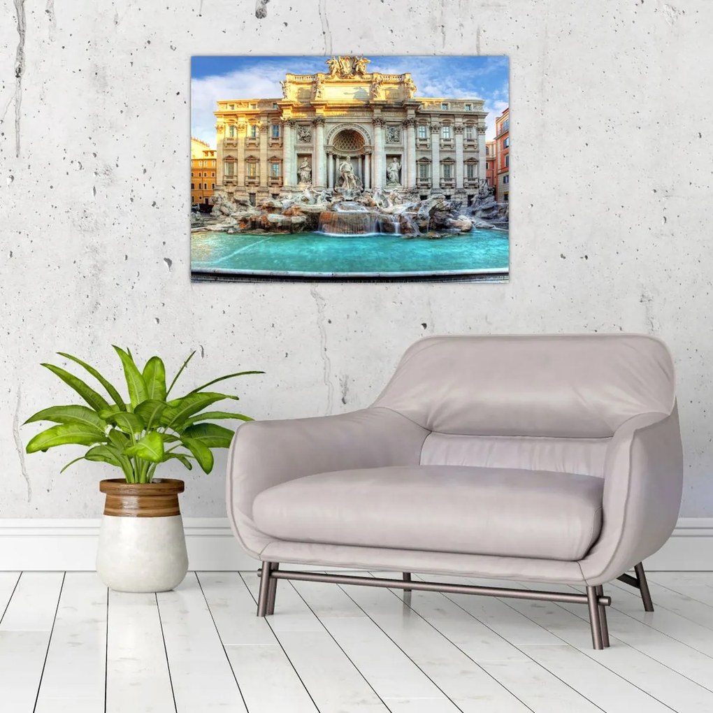 Tablou pe sticlă - Fântâna Trevi (70x50 cm)