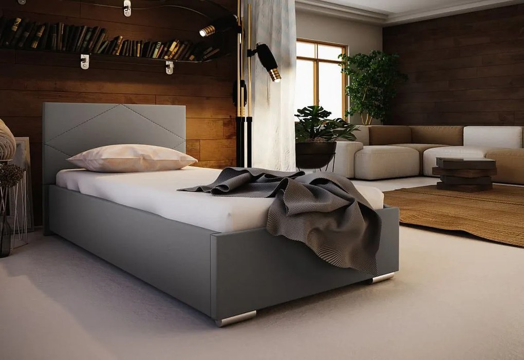 Supermobel Pat single tapițat FOX 5 + somieră + saltea, 90x200, malmo 61
