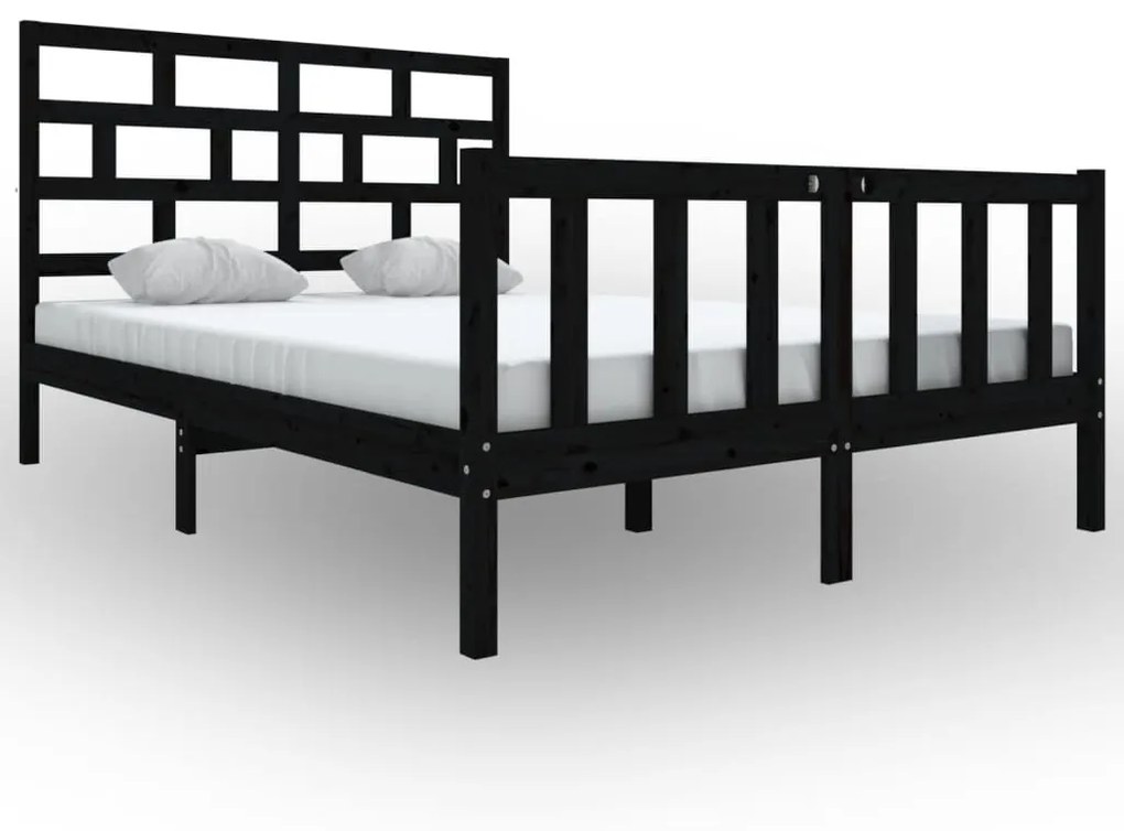 3101347 vidaXL Cadru de pat, negru, 120x200 cm, lemn masiv de pin
