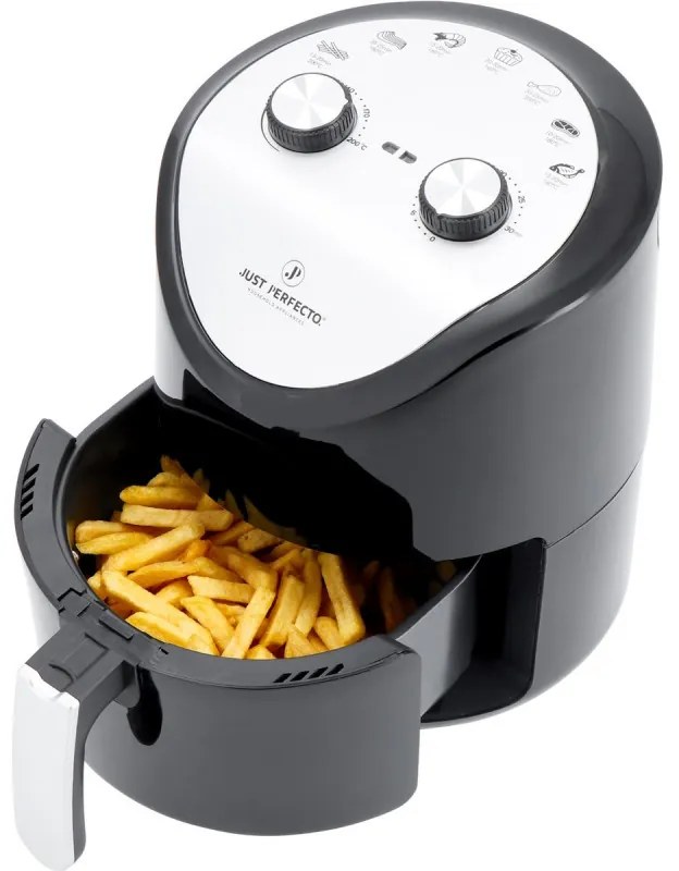 Friteuza cu aer cald Just Perfecto JL-14, 1200W, 3,5 litri, 80-200 C, Timer, Negru