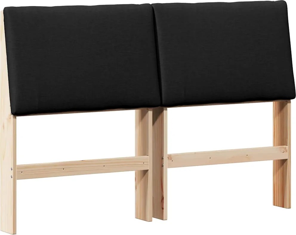 vidaXL Tăblie tapițată Negru 150 cm Lemn de pin masiv