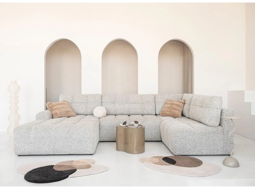 Colțar modular bej extensibil/cu spațiu de depozitare (cu colț pe partea dreaptă) Lulu – Miuform