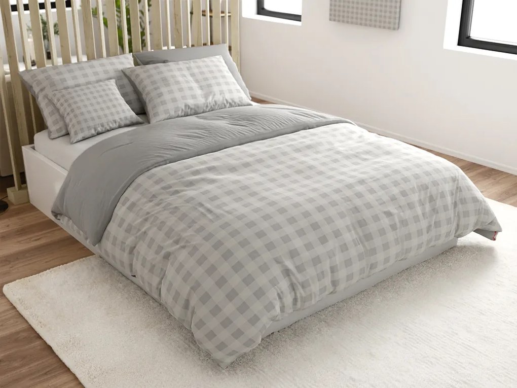 Lenjerie de pat din bumbac Renforce KOSTKA gri Dimensiune lenjerie de pat: 70 x 90 cm | 140 x 200 cm