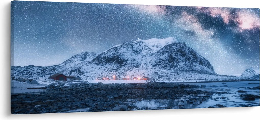 Tablou cu munți și ceul cu stele (120x50 cm)