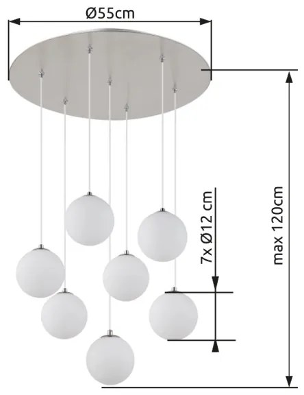Lustră LED pe cablu Globo 56140-7H RIHA 7xG9/3,5W/230V alb