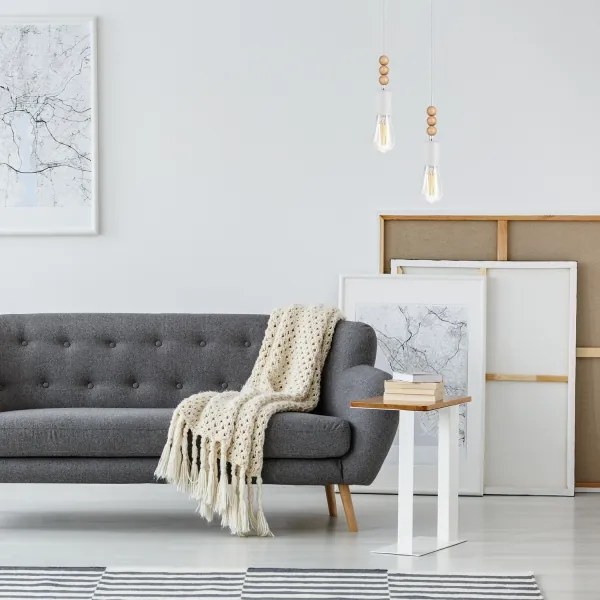 Lustr pe cablu SIMON 2xE27/60W/230V alb/fag