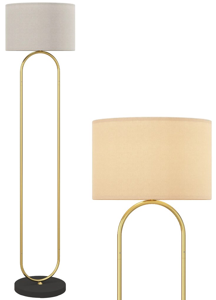 HOMCOM Lampadar abajur din in dulie E27 stil modern comutator la picior pentru salon si dormitor 156 cm aurit si negru | Aosom Romania
