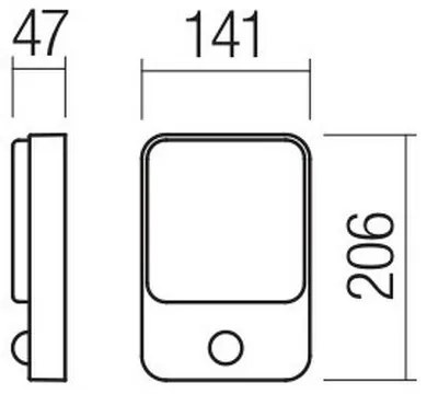 Redo 90133 - Aplica LED de exterior COLIN pentru perete, cu senzor, 9W, 230V, IP54