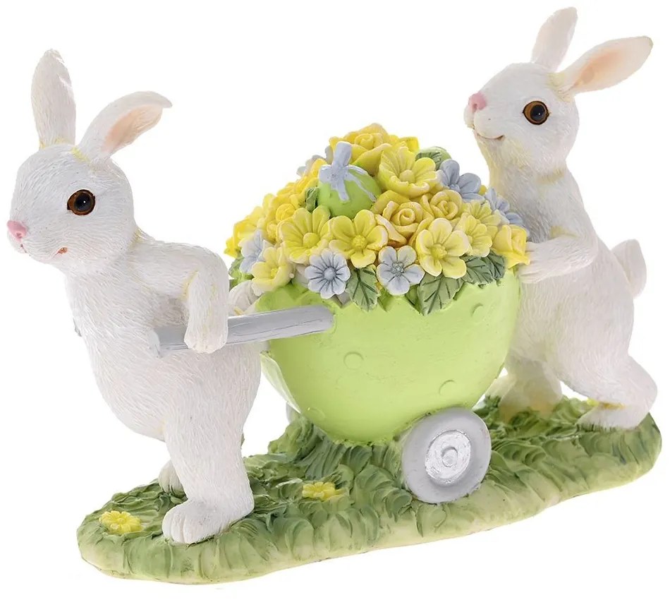 Figurina din rasina Rabbits with Cart