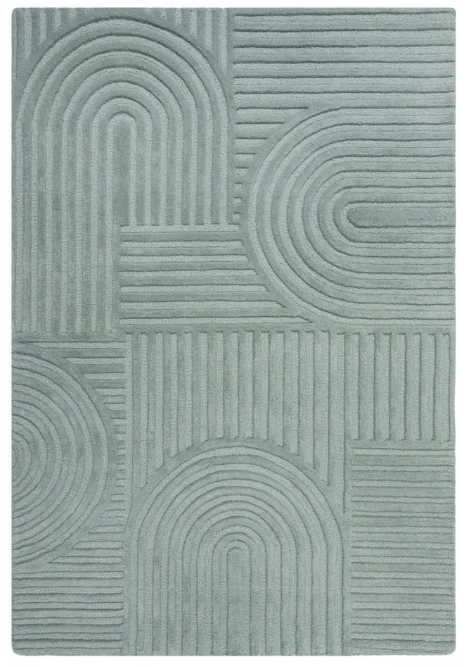 Covor din lână Flair Rugs Zen Garden 160 x 230 cm, turcoaz