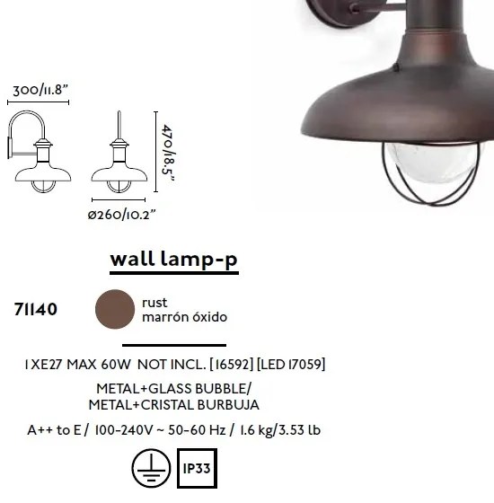 Aplica de perete rustic exterior IP33 Estoril 71140