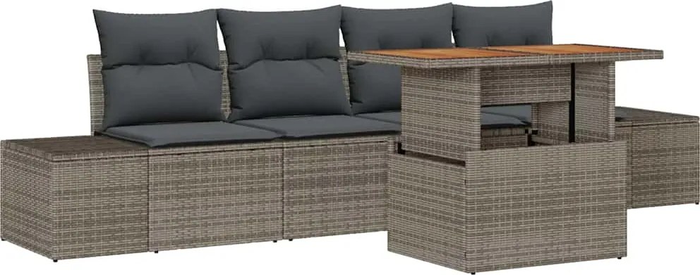 vidaXL Set de canapele pentru grădină 5 pcs Gri Rattan poli