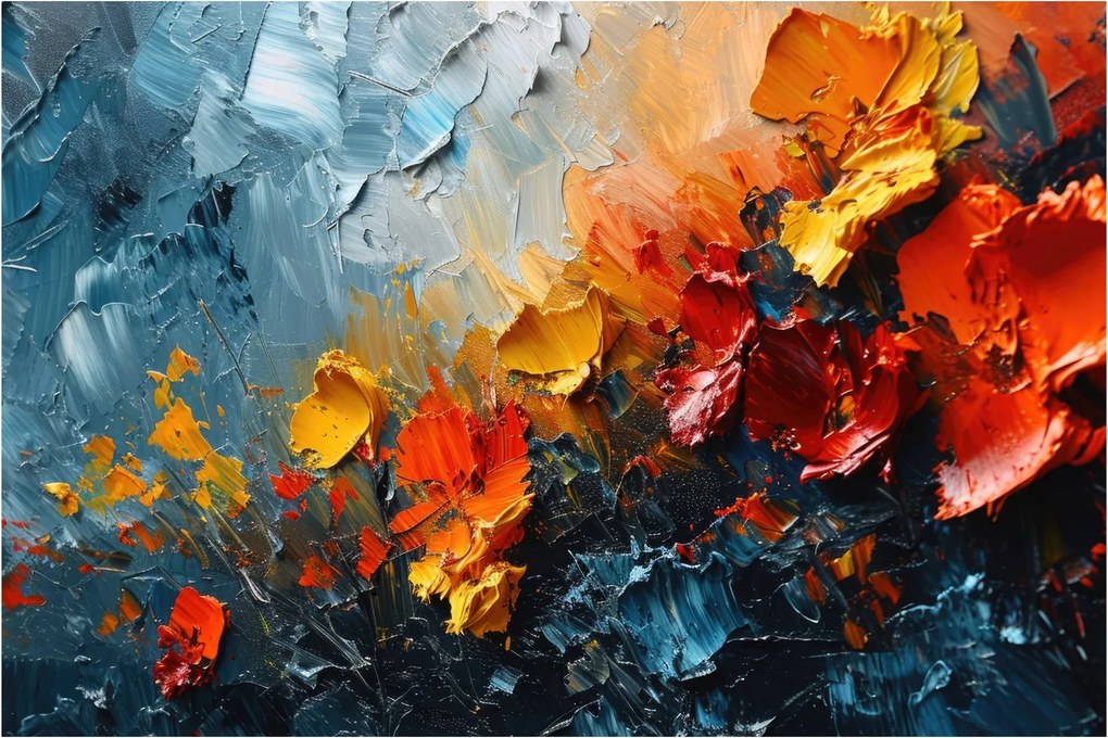Tablou - Pictură abstractă de flori III. (90x60 cm)