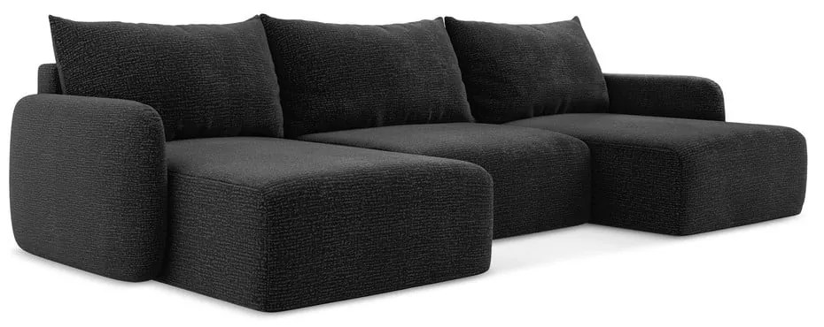 Colțar negru extensibil/cu spațiu de depozitare Kalena – Makamii