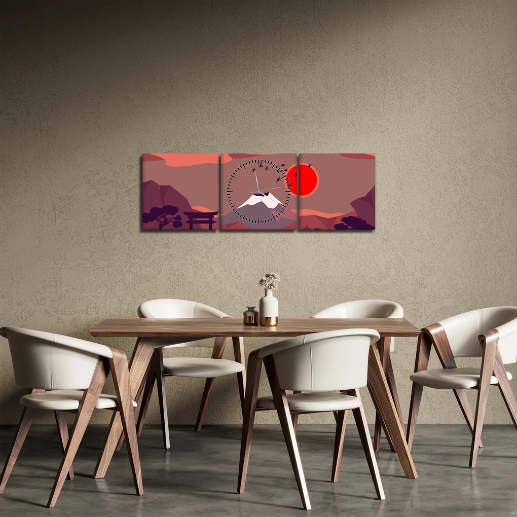 Tablou - Munții Fuji (cu ceas) (90x30 cm)