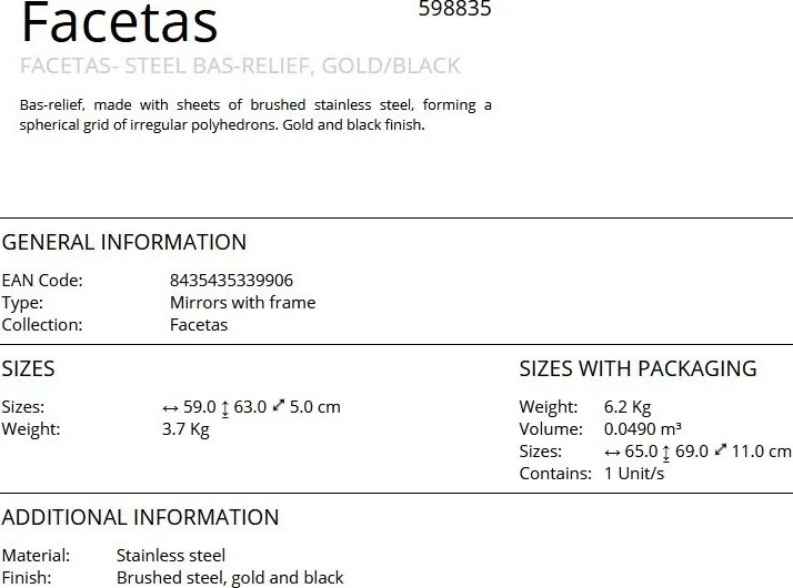 Tablou / Basorelief decoratiune perete Facetas