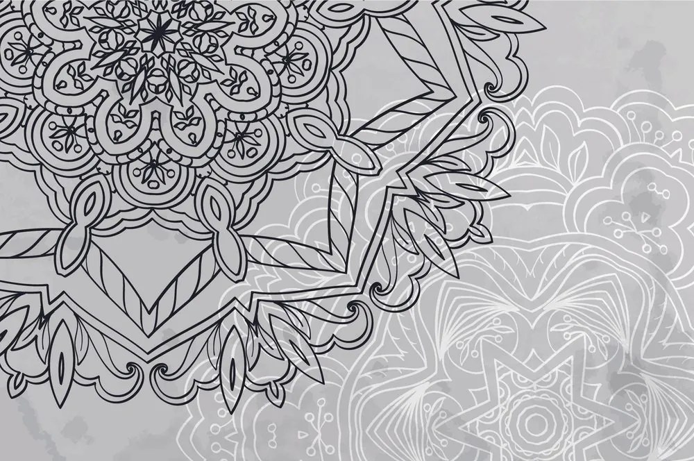 Tapet Mandala în design alb-negru