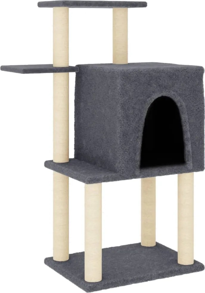 vidaXL Ansamblu de pisici, stâlpi din funie sisal, gri închis, 97 cm