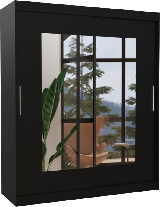 Dulap cu usi glisante si oglinda 180x200 cm, Rossete, ADRK Furniture (Culoare: Ciocolata)